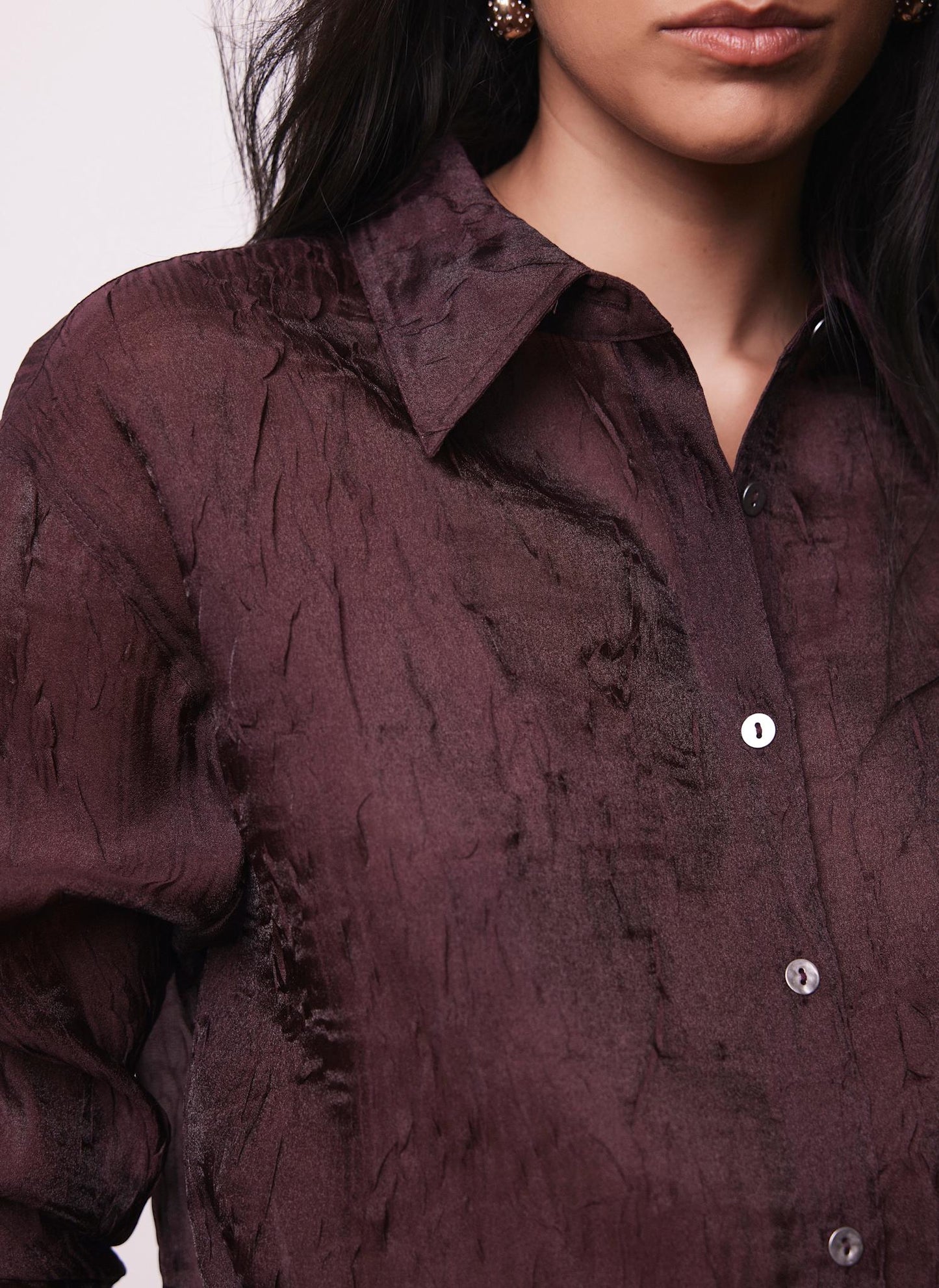 Burgundy Crinkle Textured Shirt