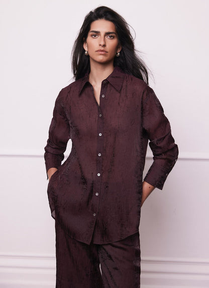 Burgundy Crinkle Textured Shirt