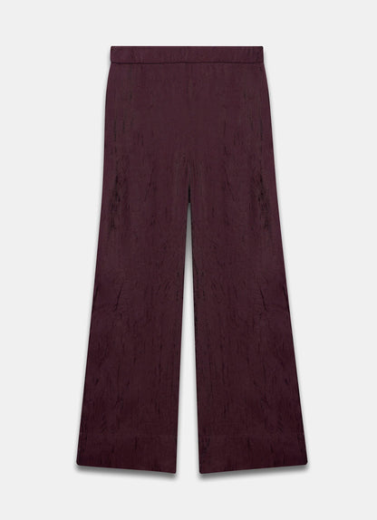 Burgundy Crinkle Textured Wide Trousers