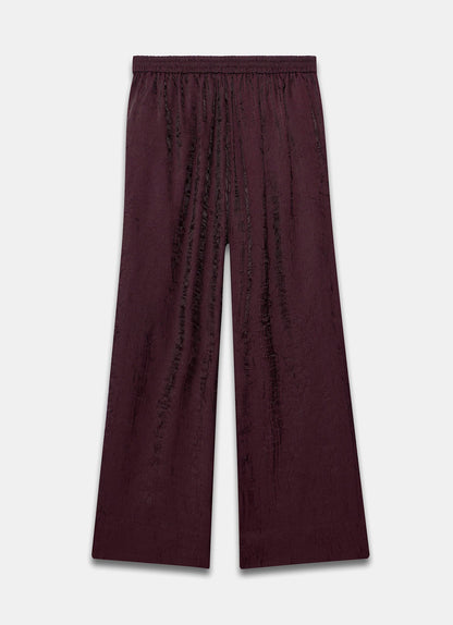 Burgundy Crinkle Textured Wide Trousers
