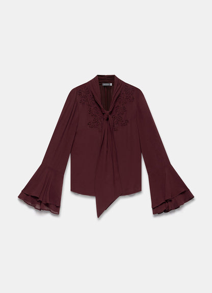 Burgundy Floral Detail Blouse