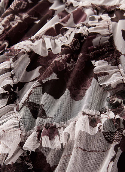 Burgundy Floral Print Maxi Dress
