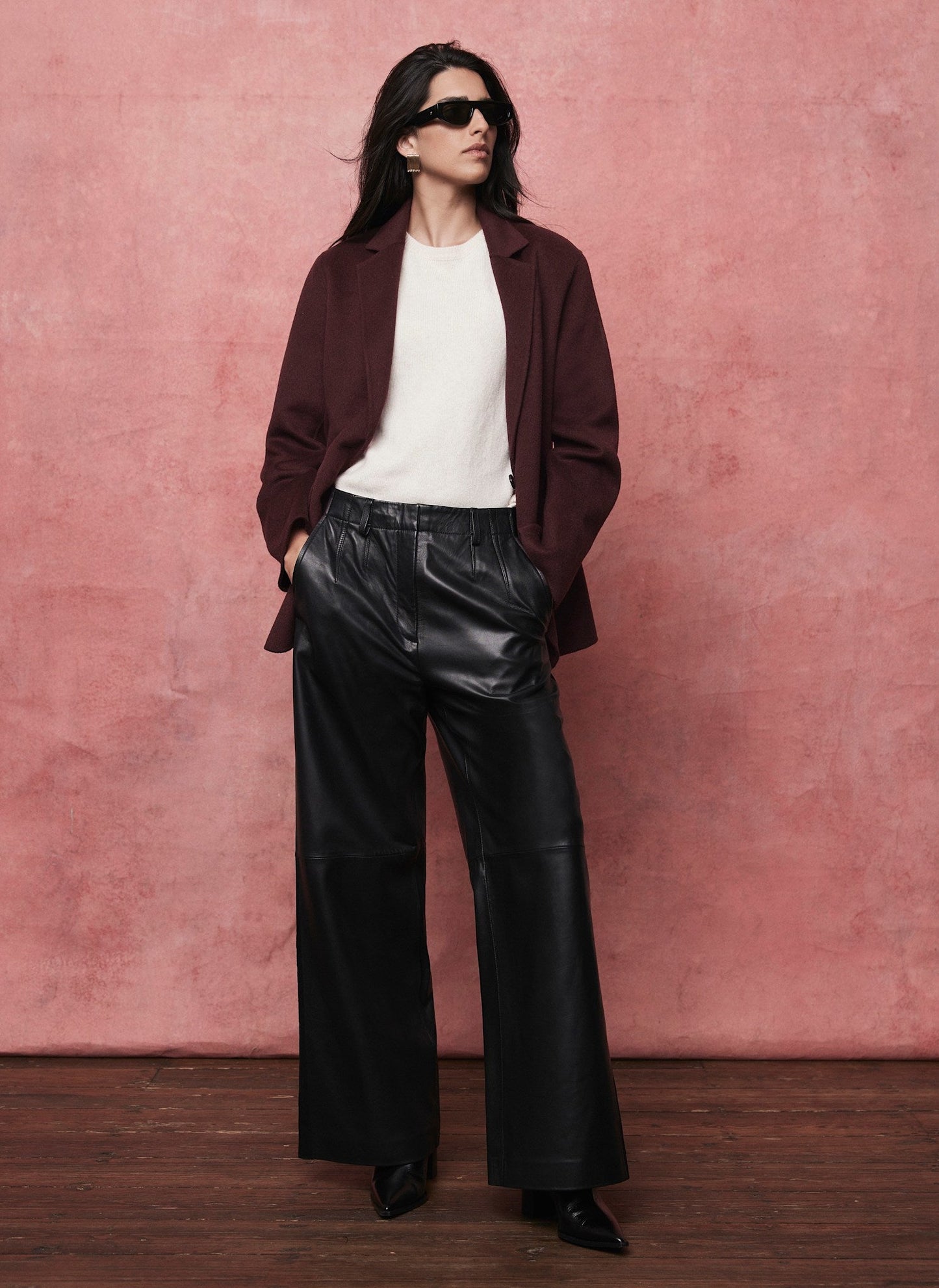 Burgundy Wool Blend Hand Finished Blazer