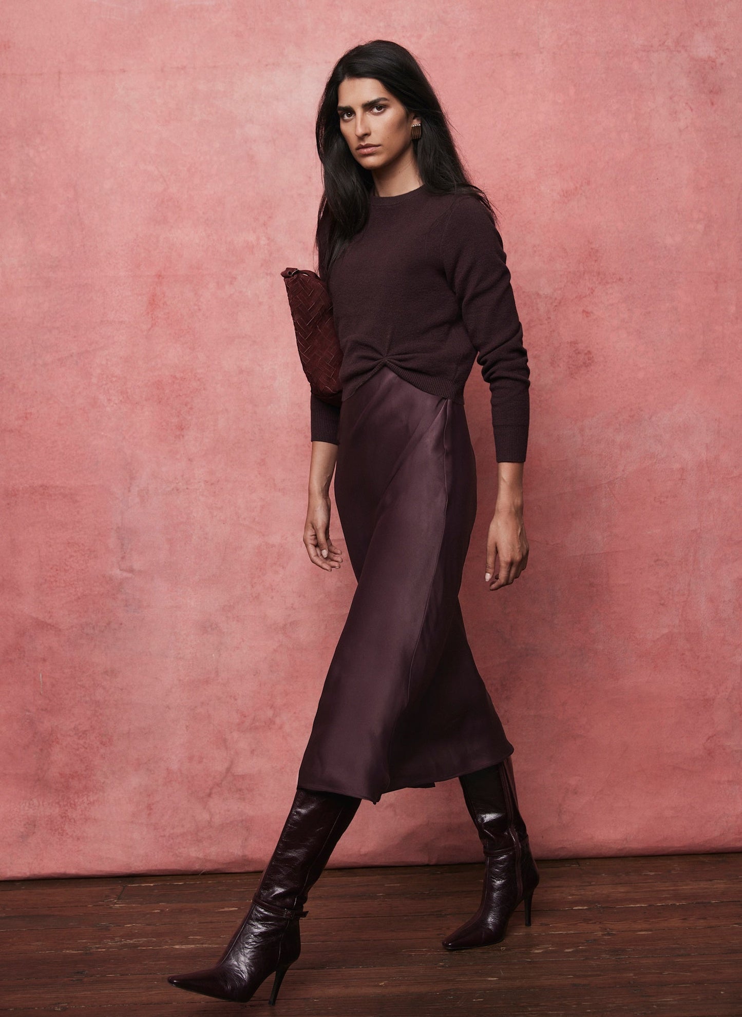 Burgundy Jumper Layered Slip Dress