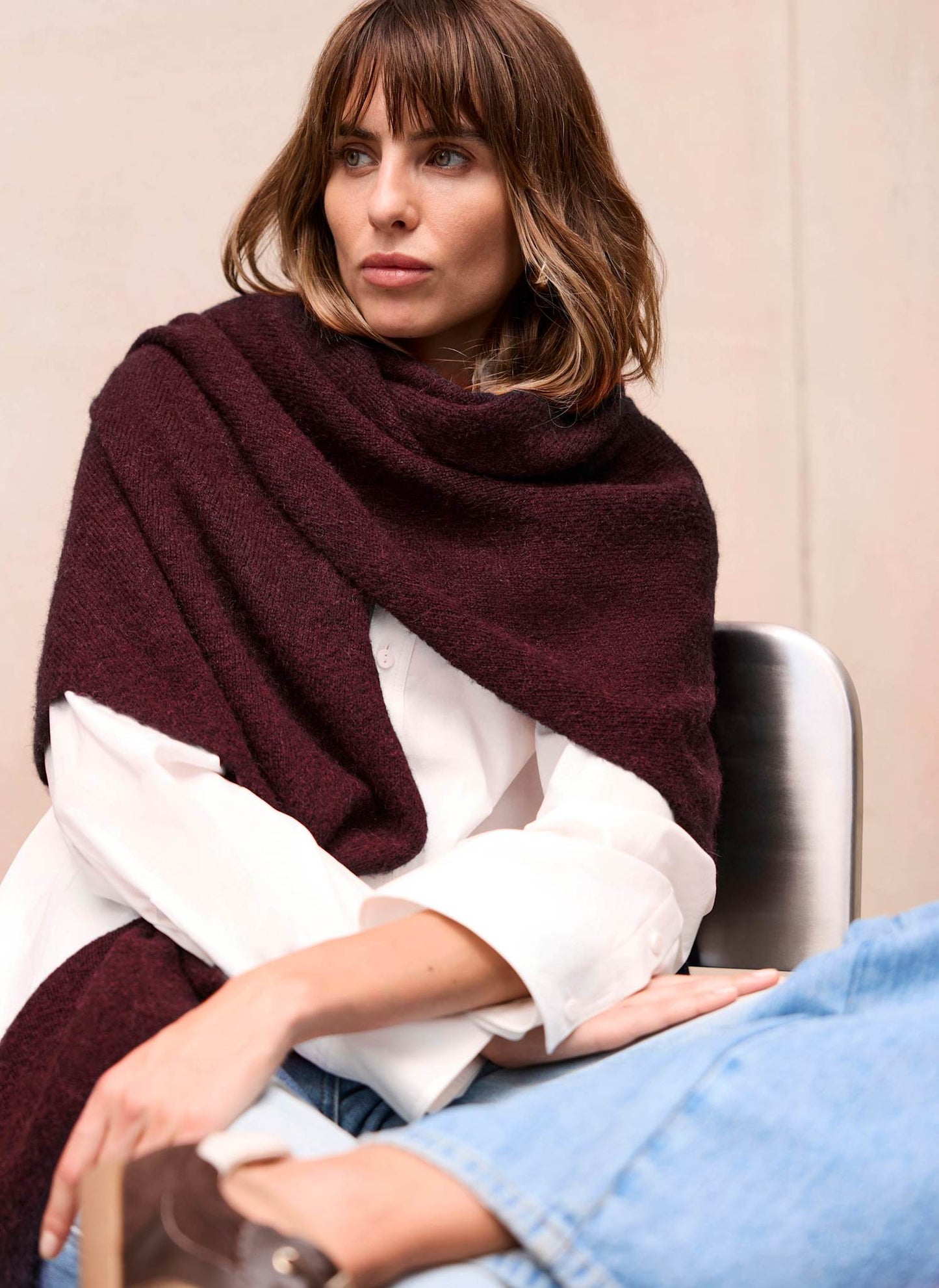 Burgundy Knit Shawl
