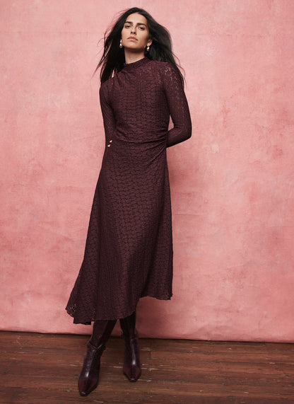 Burgundy Lace Asymmetric Dress