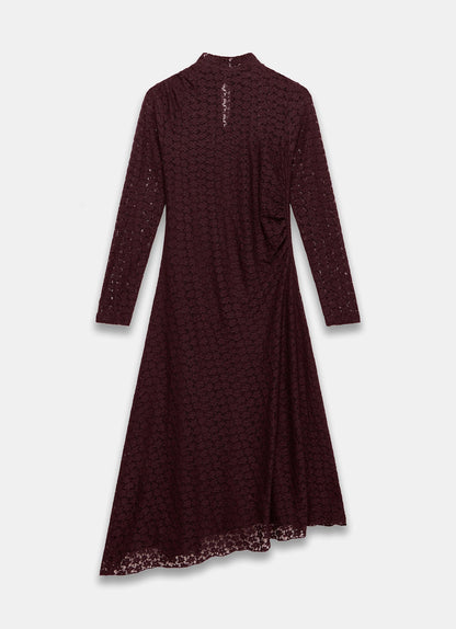 Burgundy Lace Asymmetric Dress