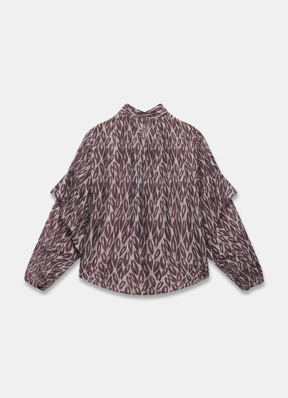 Burgundy Leaf Print Blouse