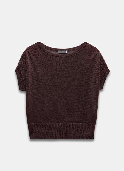 Burgundy Metallic Knit Batwing Top