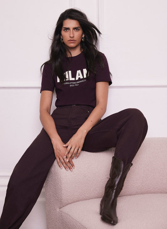 Burgundy Cotton Milan Graphic T-Shirt