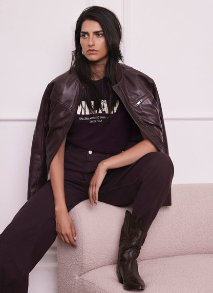Burgundy Cotton Milan Graphic T-Shirt