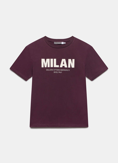 Burgundy Cotton Milan Graphic T-Shirt