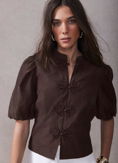 Burgundy Puff Sleeve Top