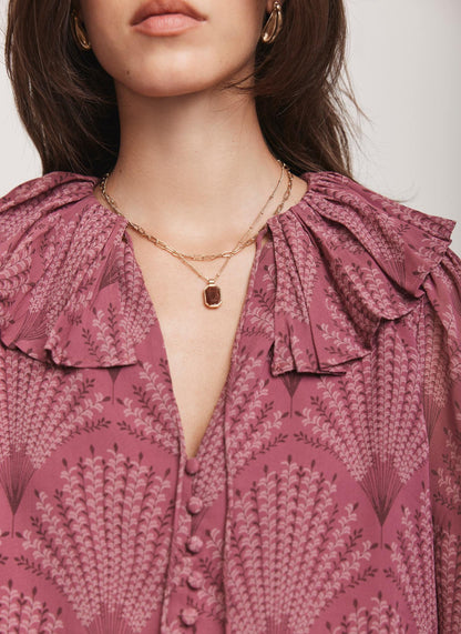 Burgundy Floral Print Blouse