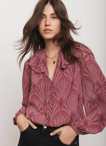 Burgundy Floral Print Blouse