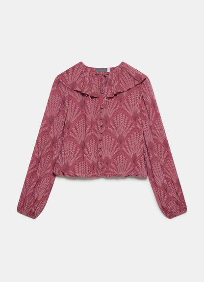 Burgundy Floral Print Blouse
