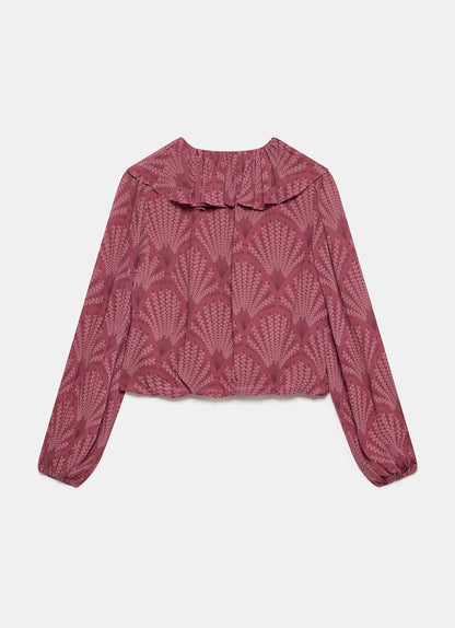 Burgundy Floral Print Blouse