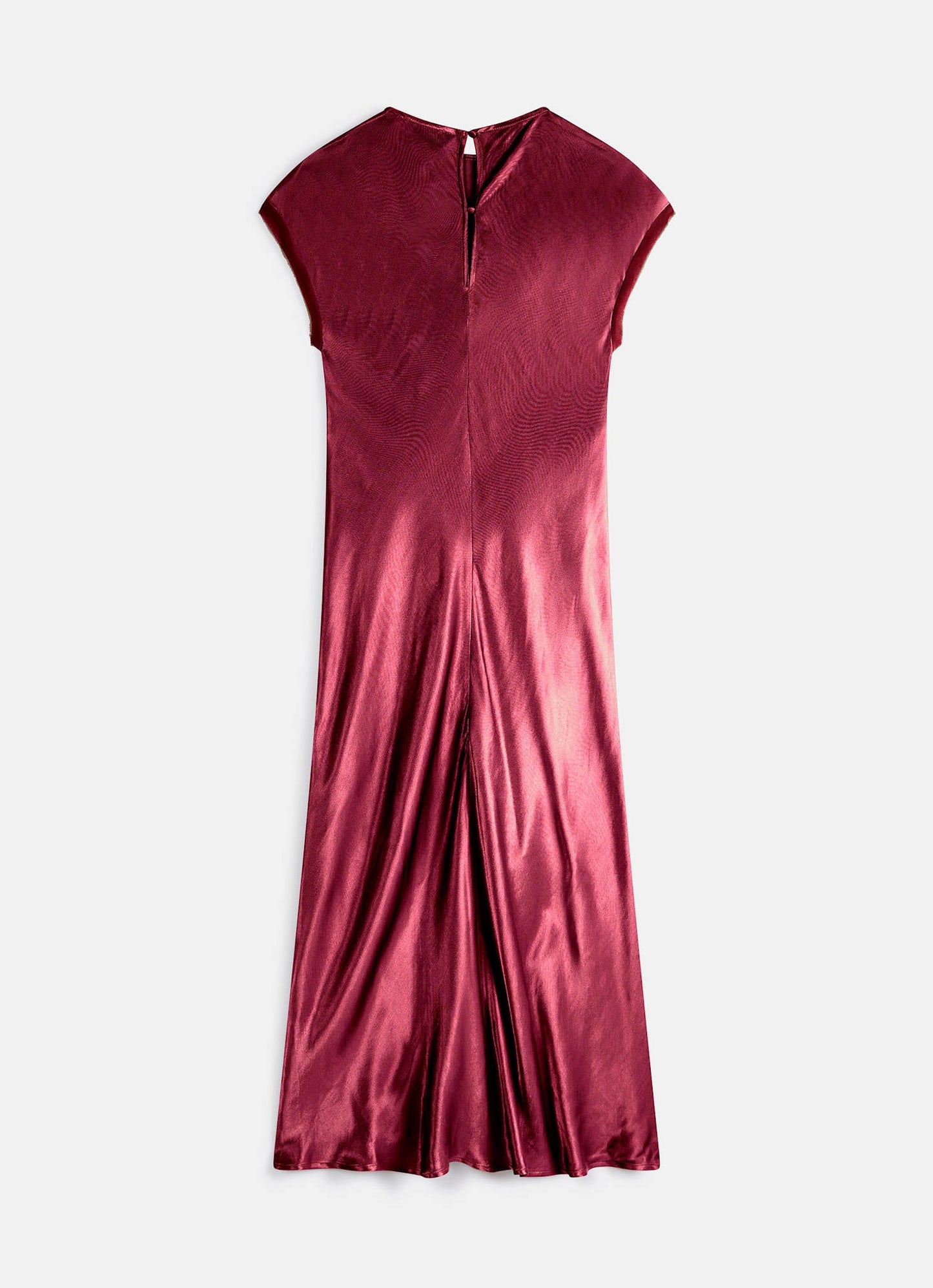 Burgundy Satin Midi Dress