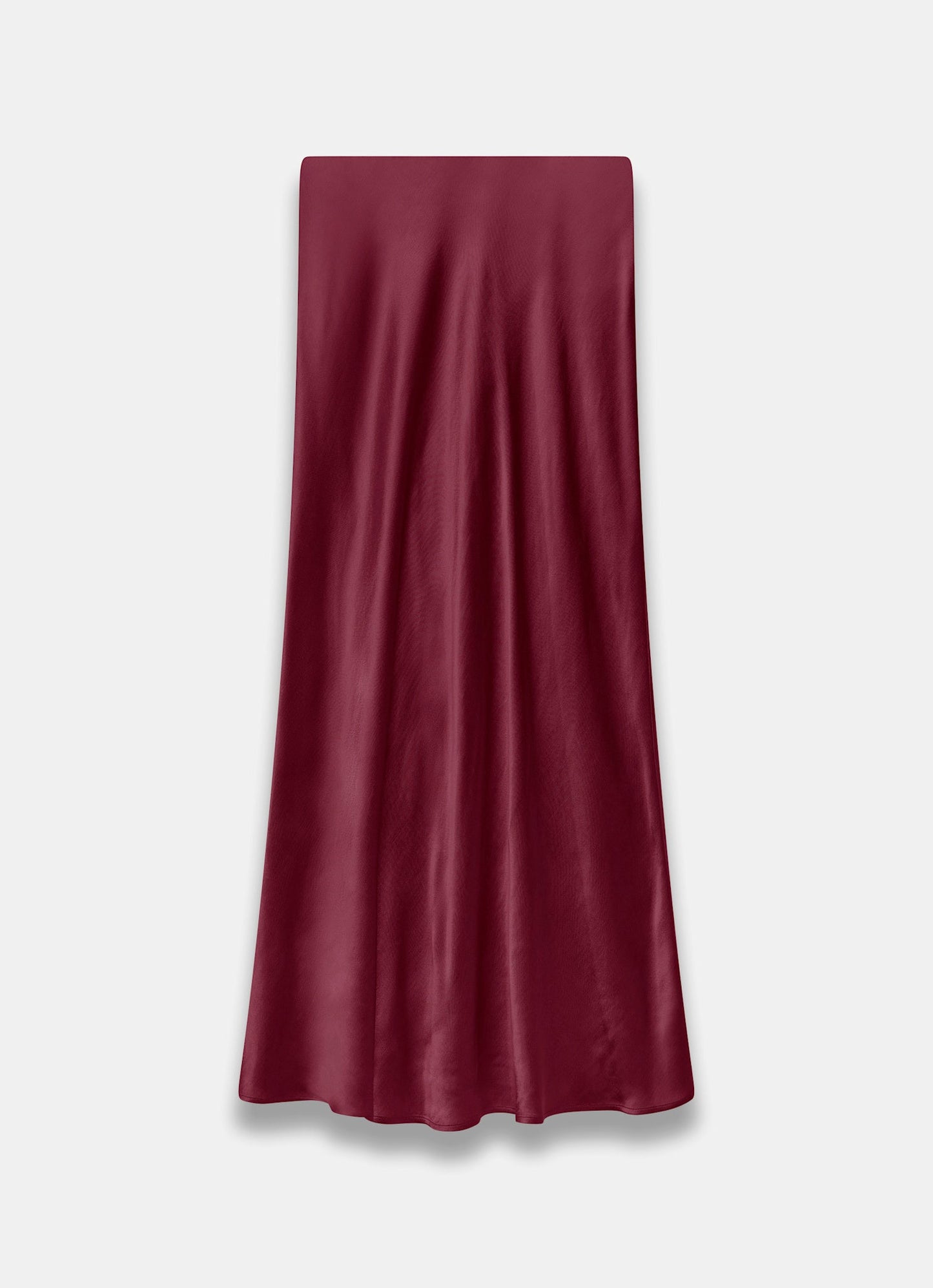 Burgundy Satin Slip Midi Skirt
