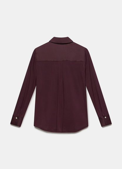 Burgundy Satin Utility Shirt