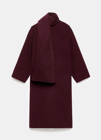 Burgundy Scarf Detail Coat