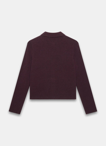 Burgundy Cotton Blend Collar Cardigan