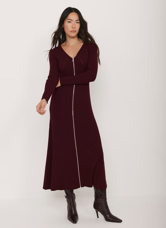 Burgundy Knit Maxi Dress