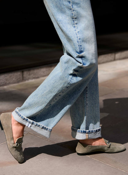 Camille Neutral Suede Loafers