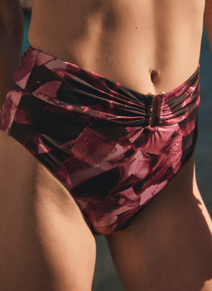 Pink Graphic Print High Waisted Bikini Bottoms