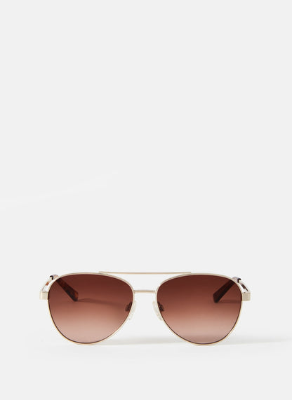 Gold Tone Gradient Aviator Sunglasses