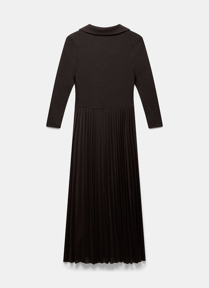 Brown Jersey Collar Midi Dress