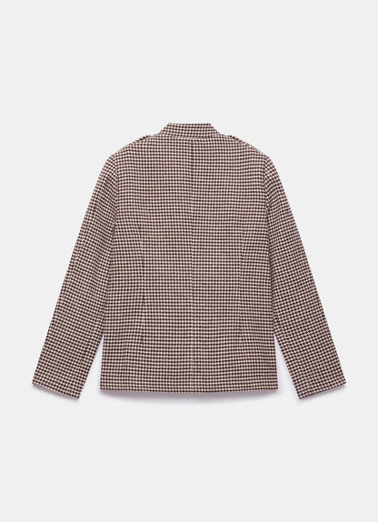 Brown Checked Military Jacket