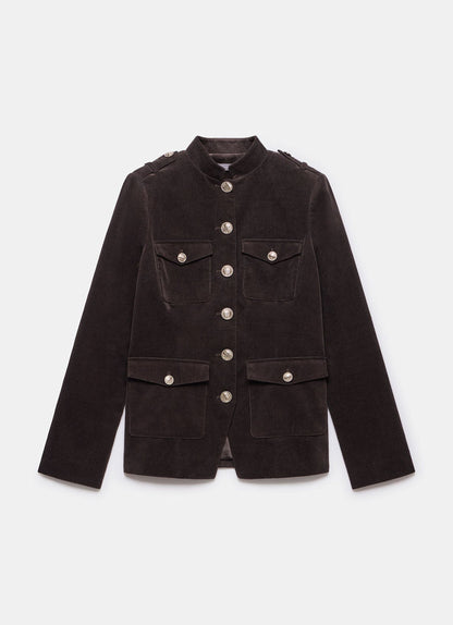 Brown Corduroy Military Jacket