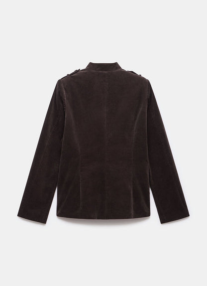 Brown Corduroy Military Jacket