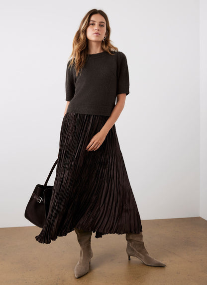 Brown Layered Jumper Midi Dress