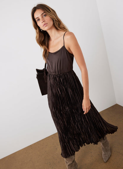 Brown Layered Jumper Midi Dress