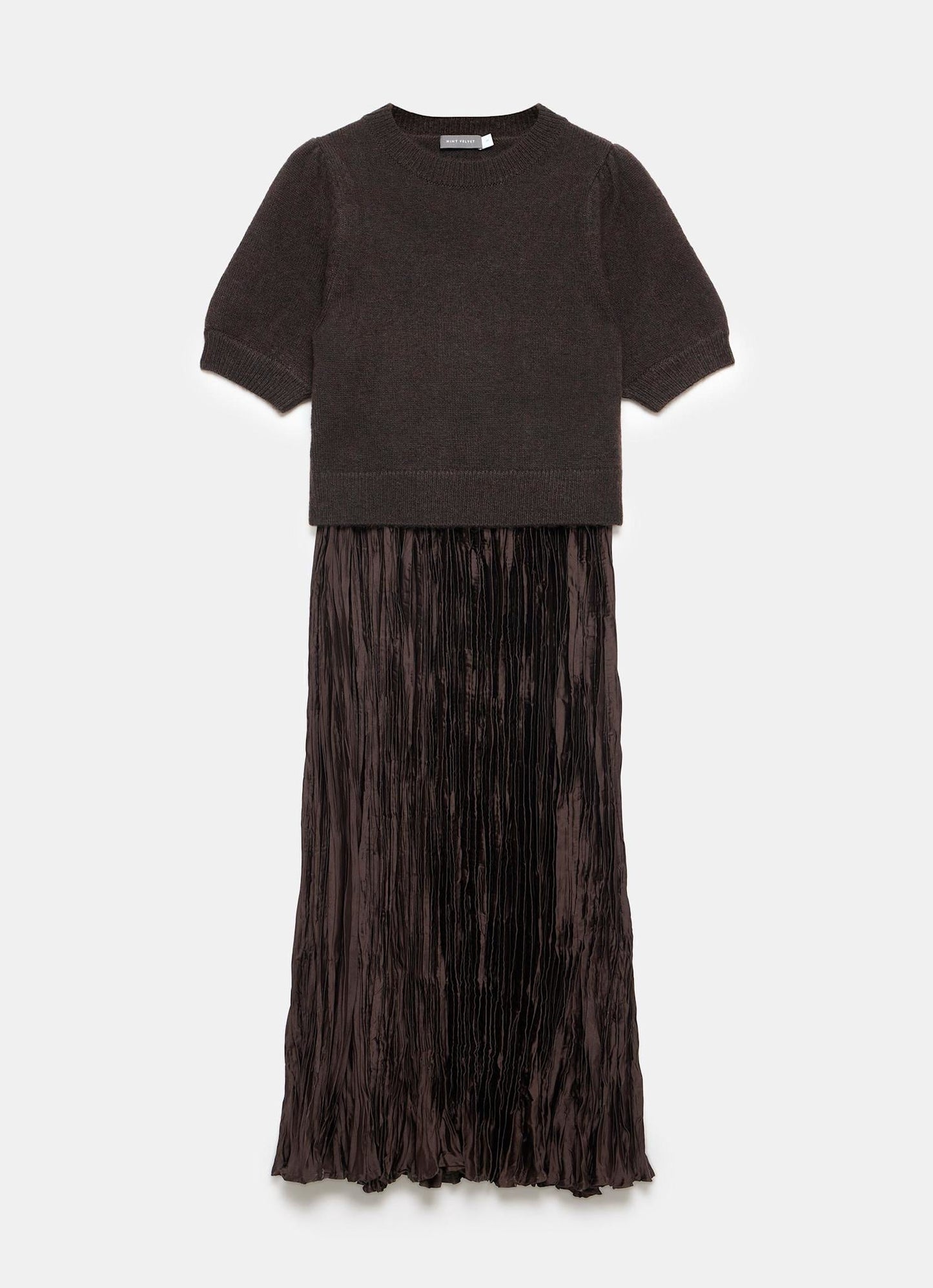 Brown Layered Jumper Midi Dress