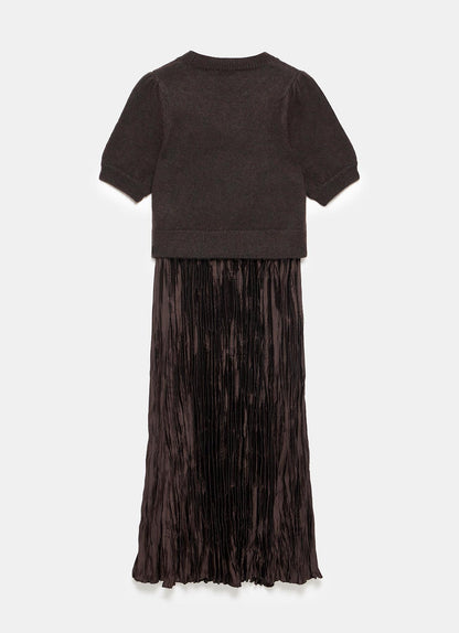 Brown Layered Jumper Midi Dress