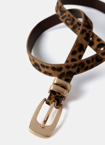 Leopard Textured Leather Belt