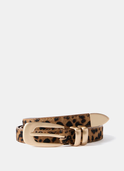 Leopard Textured Leather Belt