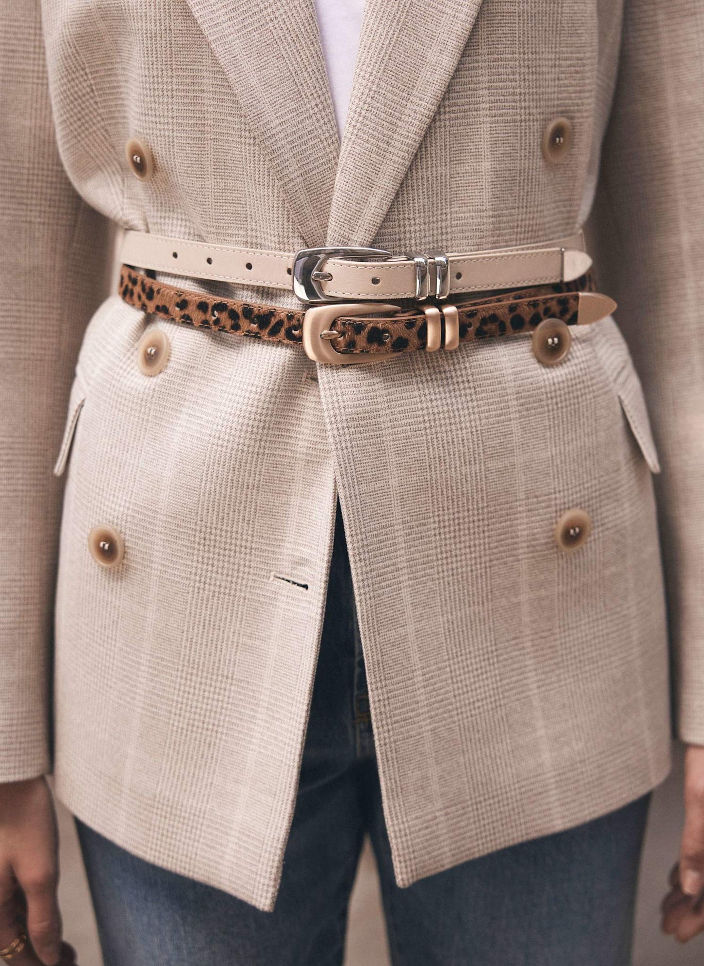 Leopard Textured Leather Belt