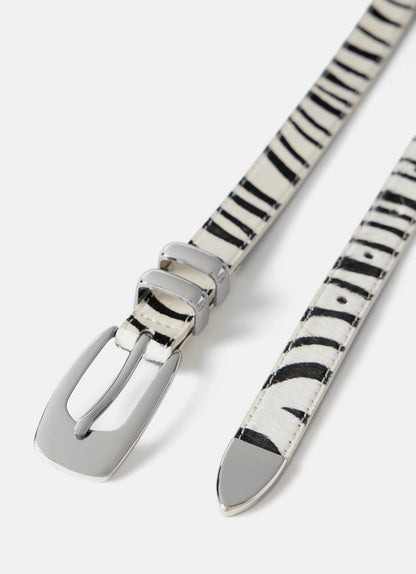 Zebra Textured Leather Belt