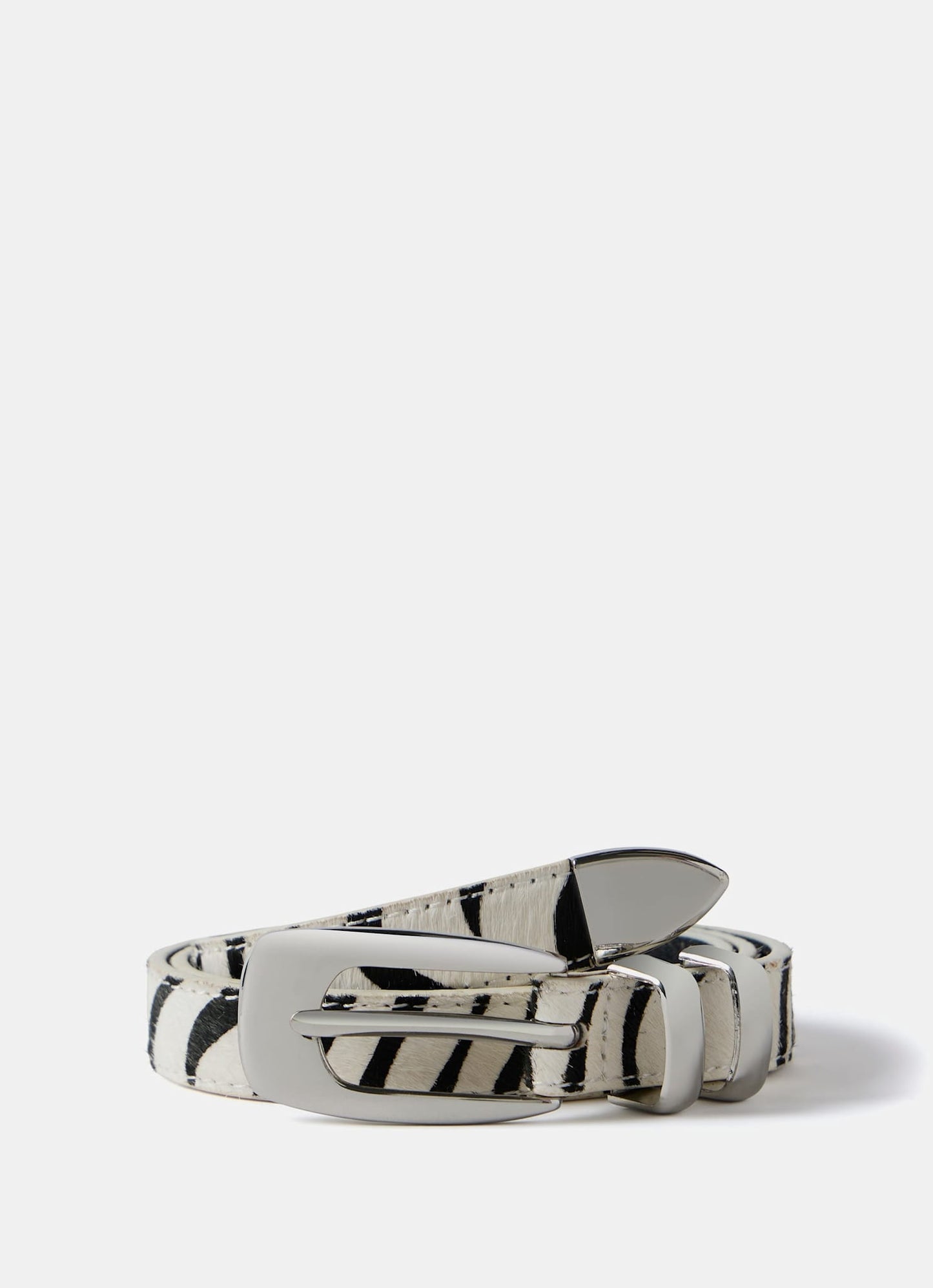 Zebra Textured Leather Belt