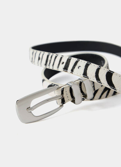 Zebra Textured Leather Belt