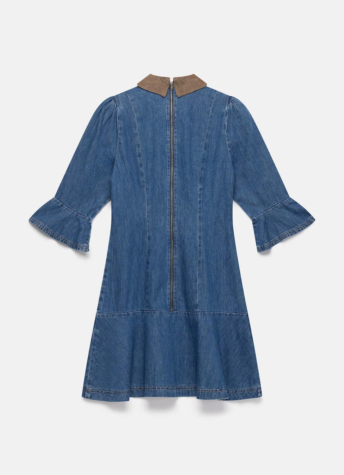 Cord Collar Denim Mini Dress