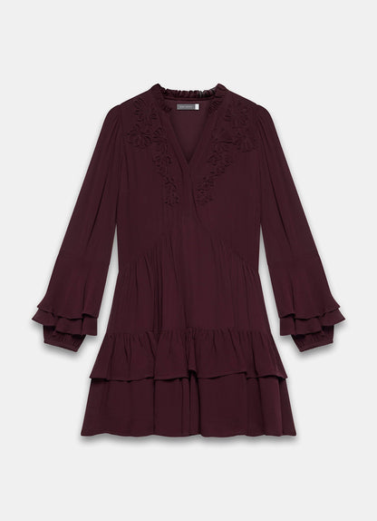 Burgundy Ruffle Mini Dress