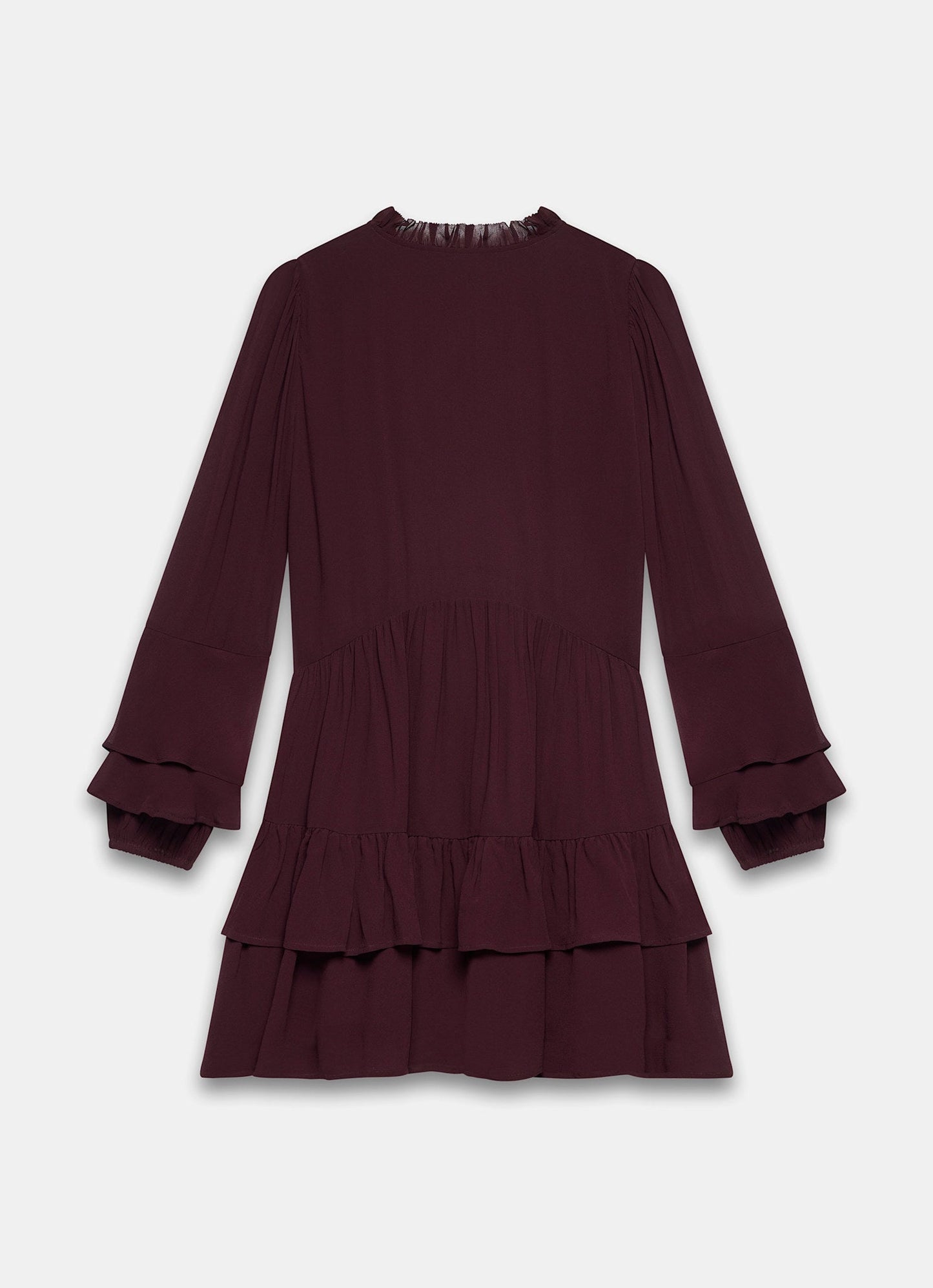 Burgundy Ruffle Mini Dress