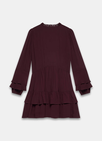 Burgundy Ruffle Mini Dress