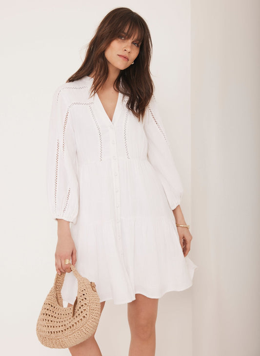 White Cotton Boho Mini Dress