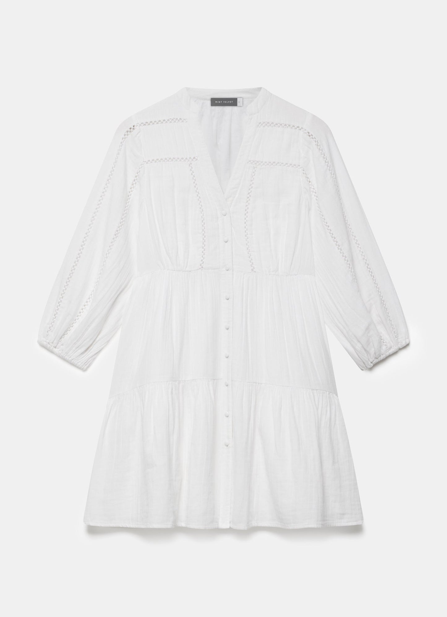 White Cotton Boho Mini Dress